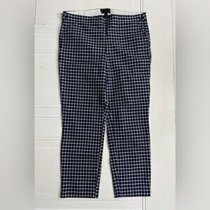 J. Crew Women’s Size 8 Navy Blue Martie Checked Windowpane Plaid Pants Trousers
